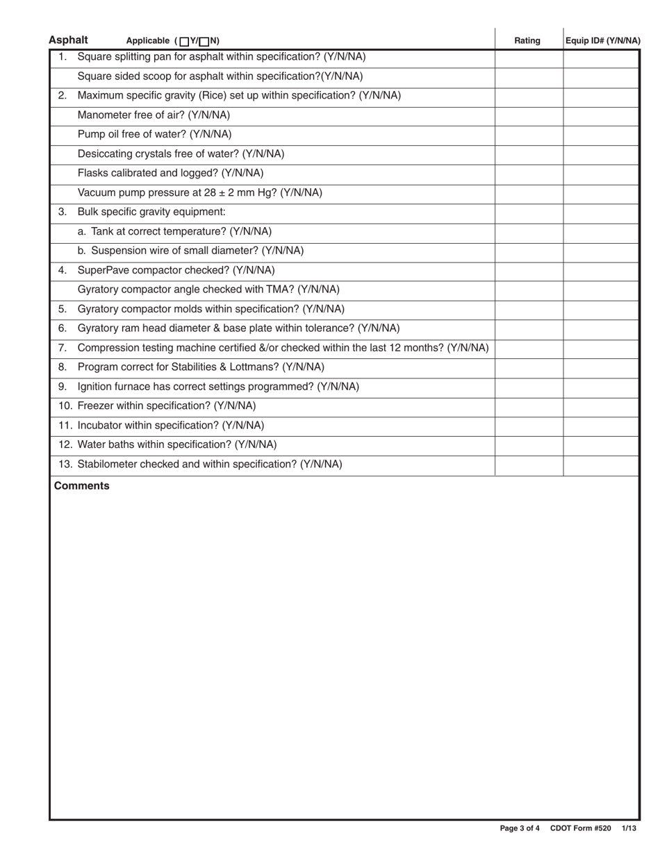 CDOT Form 520 Report on Central Laboratory to Region Lab Inspection - Colorado, Page 3