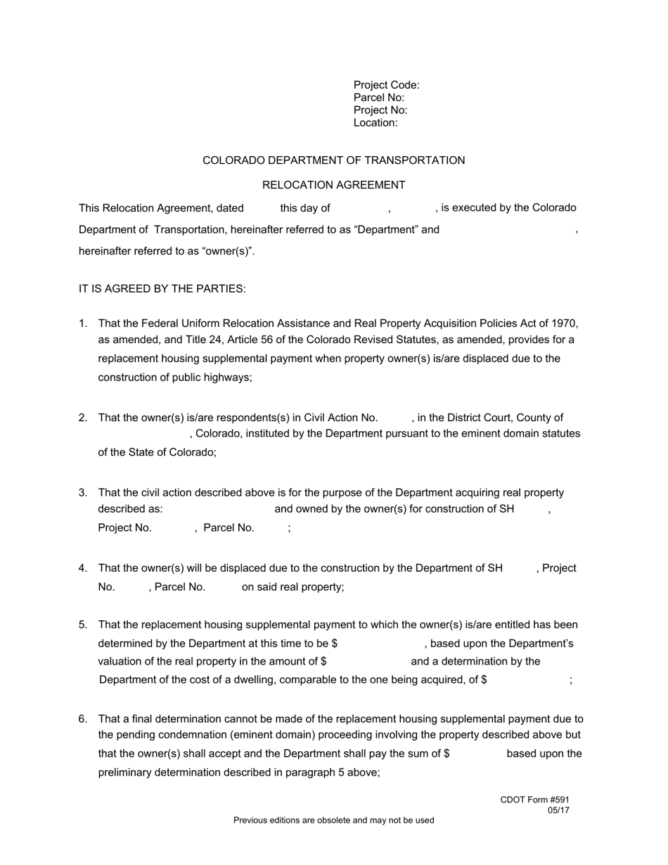 CDOT Form 591 - Fill Out, Sign Online and Download Fillable PDF