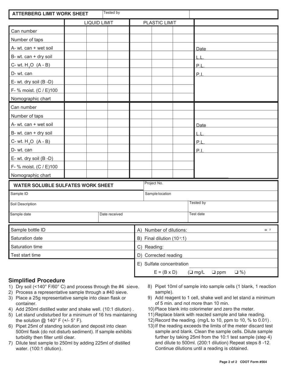 CDOT Form 564 - Fill Out, Sign Online and Download Printable PDF ...