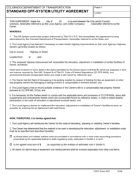 CDOT Form 687 Standard off-System Utility Agreement - Colorado