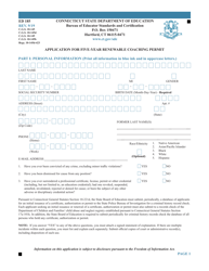 Form ED185 &quot;Application for Five-Year Renewable Coaching Permit&quot; - Connecticut