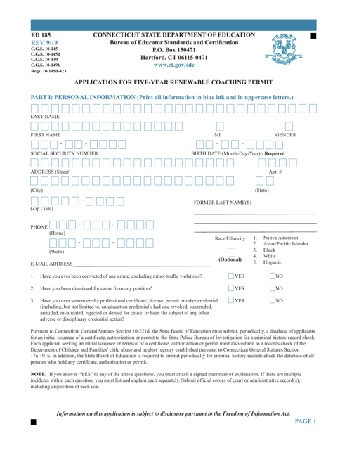 Form ED185  Printable Pdf