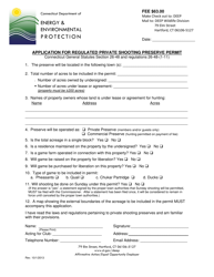 Document preview: Application for Regulated Private Shooting Preserve Permit - Connecticut