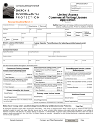 Document preview: Limited Access Commercial Fishing License Application - Connecticut