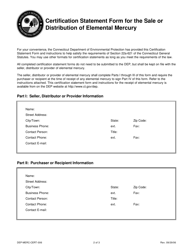 Form DEEP-MERC-CERT-006 Certification Statement Form for the Sale or Distribution of Elemental Mercury - Connecticut, Page 2