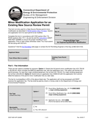 Form DEEP-NSR-APP-200MM Minor Modification Application for an Existing New Source Review Permit - Connecticut