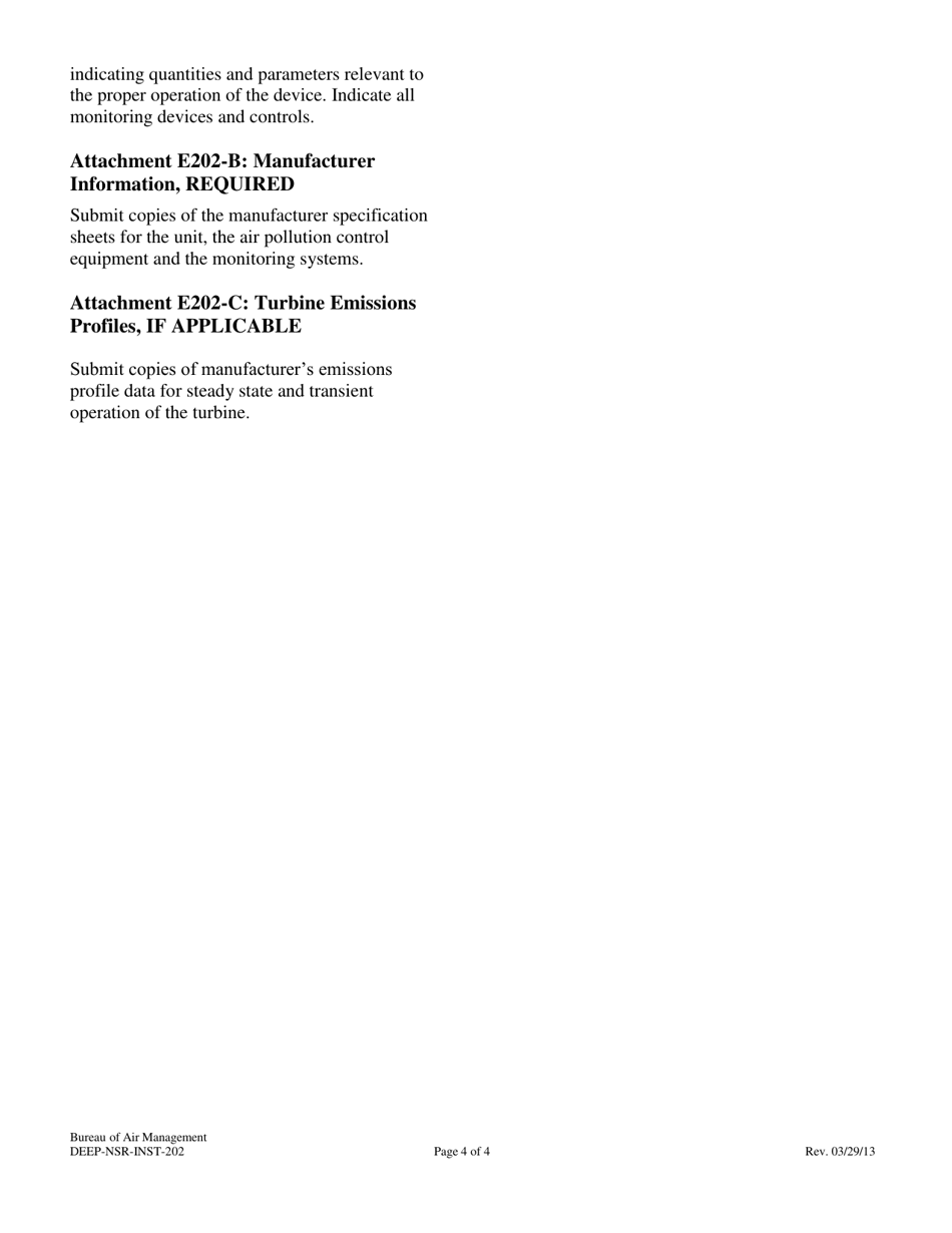 Instructions for Form DEEP-NSR-APP-202 Attachment E202 Fuel Burning Equipment Supplemental Application Form - Connecticut, Page 4