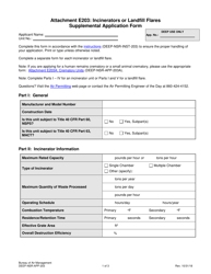 Form DEEP-NSR-APP-203 Attachment E203 &quot;Incinerators or Landfill Flares Supplemental Application Form&quot; - Connecticut