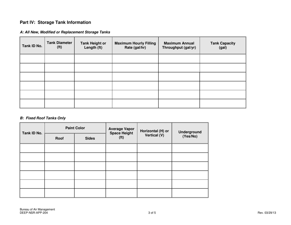 Form DEEP-NSR-APP-204 Attachment E204 Volatile Liquid Storage Supplemental Application Form - Connecticut, Page 3