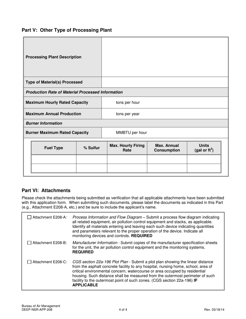 Attachment E208 Concrete, Asphalt Concrete, Mineral Processing or Other Similar Equipment - Connecticut, Page 4