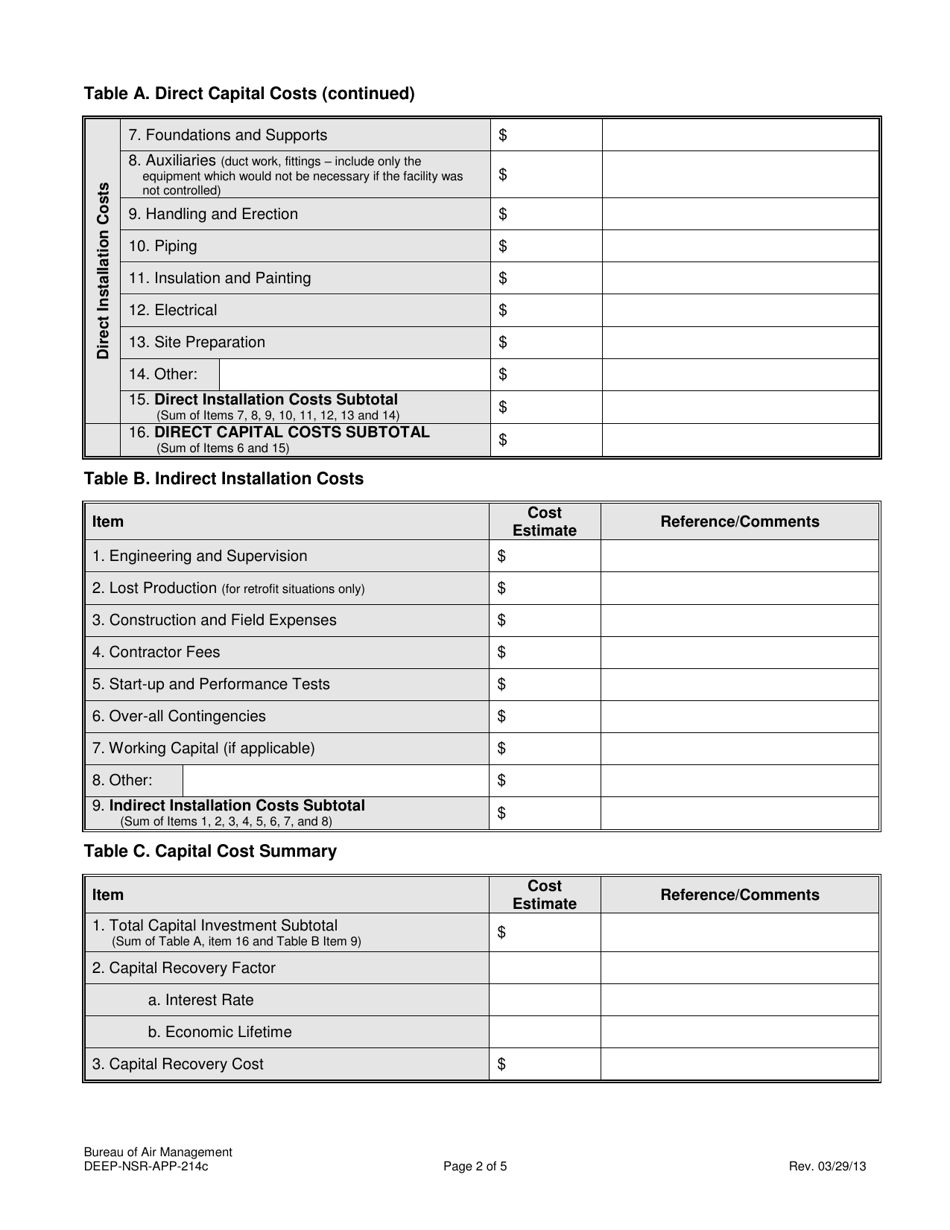 Form DEEP-NSR-APP-214C Attachment G2 Cost / Economic Impact Analysis - Connecticut, Page 2