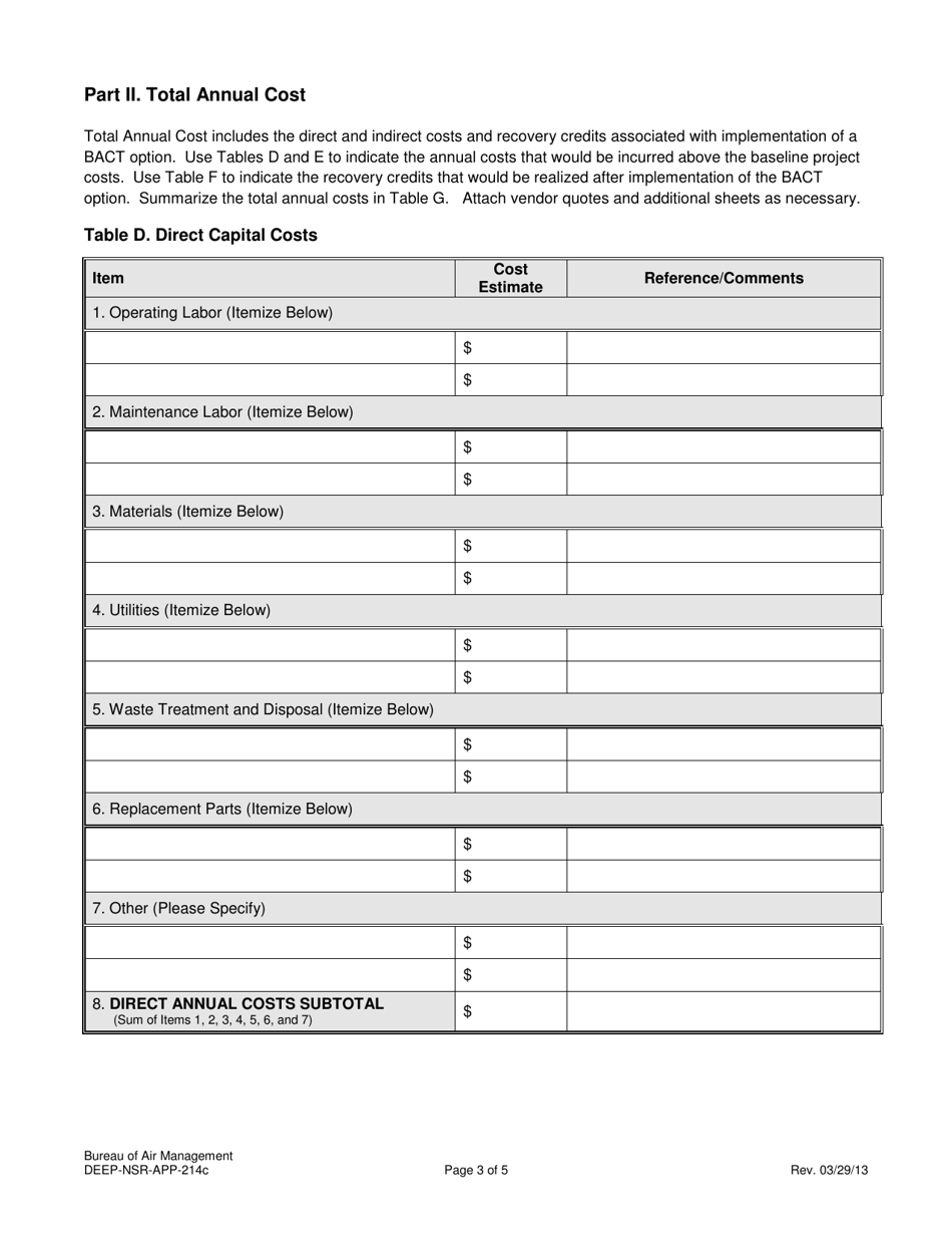 Form DEEP-NSR-APP-214C Attachment G2 Cost / Economic Impact Analysis - Connecticut, Page 3