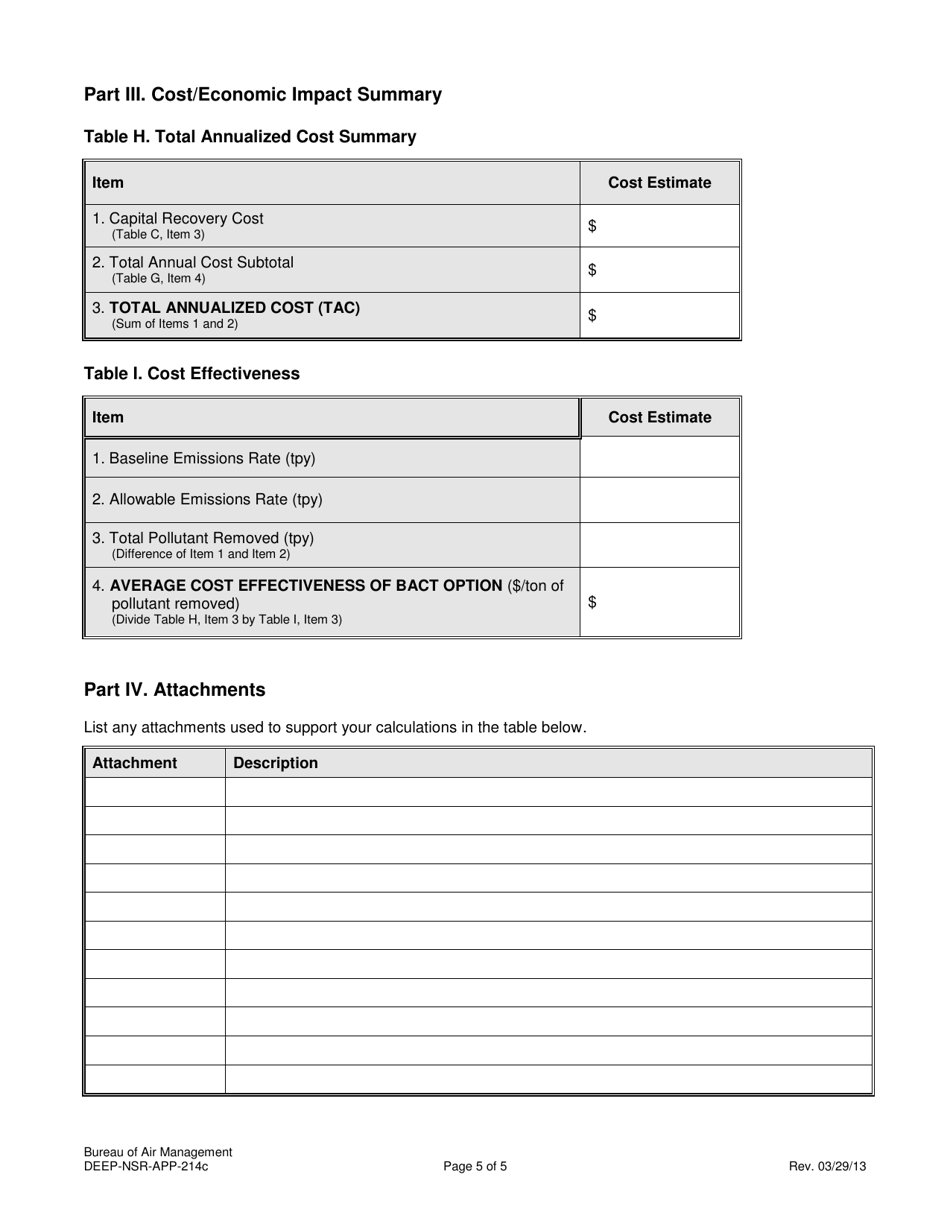 Form DEEP-NSR-APP-214C Attachment G2 Cost / Economic Impact Analysis - Connecticut, Page 5