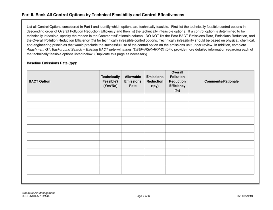 Form DEEP-NSR-APP-214A Attachment G Analysis of Best Available Control Technology (Bact) - Connecticut, Page 2