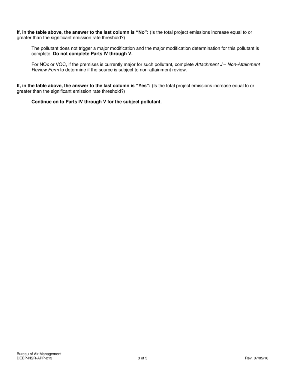 Form DEEP-NSR-APP-213 Attachment H Major Modification Determination Form - Connecticut, Page 3
