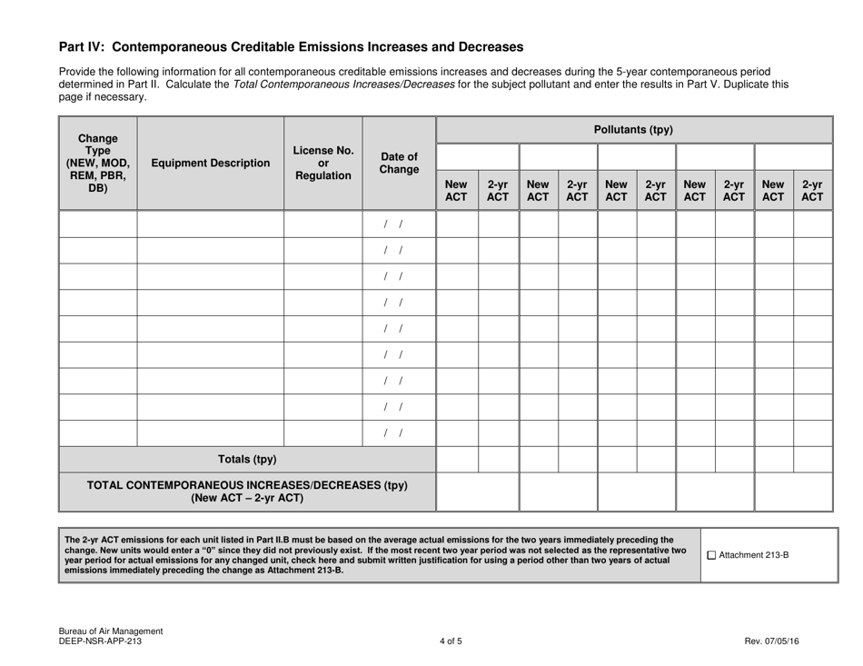 Form DEEP-NSR-APP-213 Attachment H Major Modification Determination Form - Connecticut, Page 4