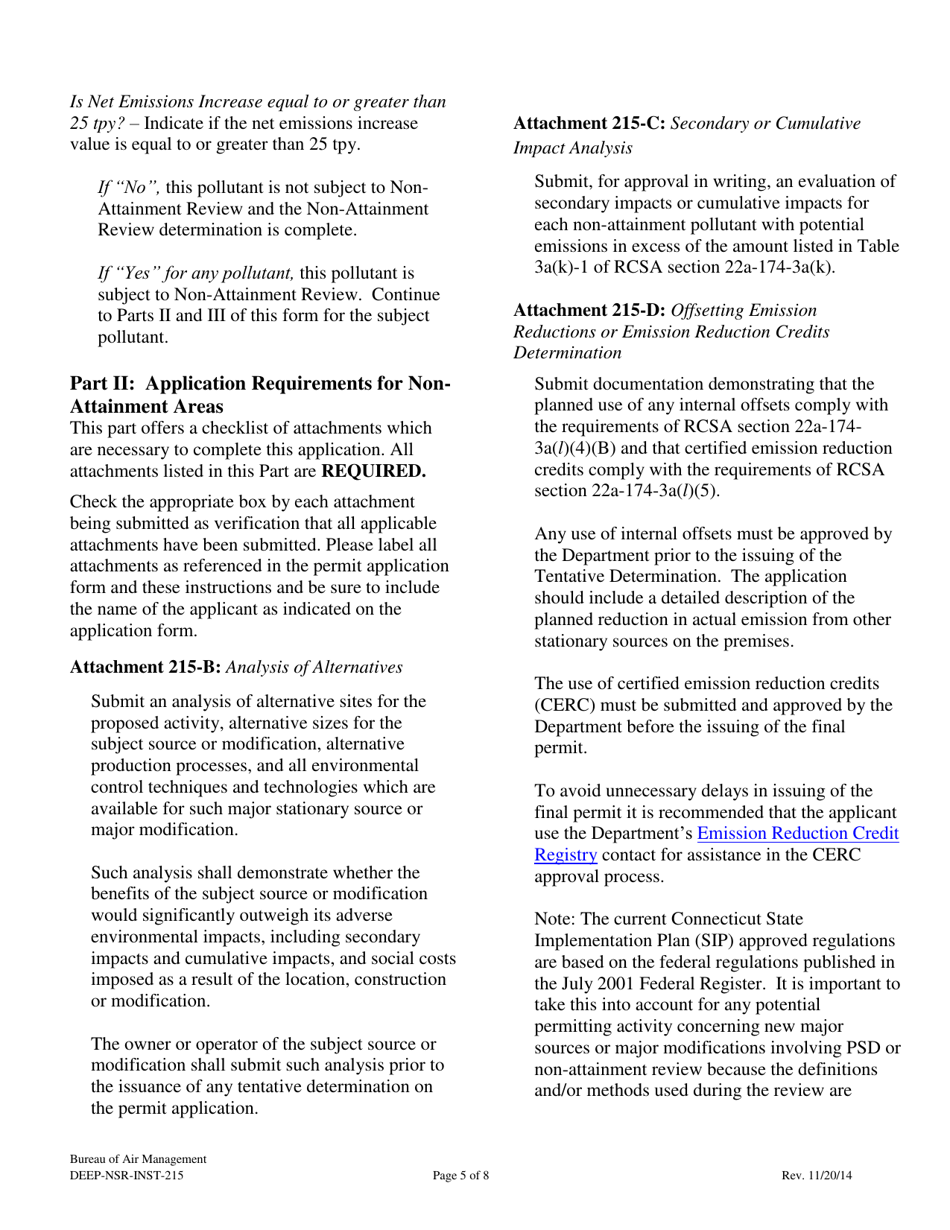Instructions for Form DEEP-NSR-APP-215 Attachment J Non-attainment Review Form - Connecticut, Page 5