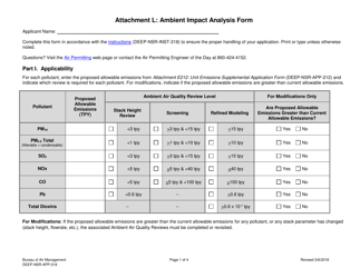 Form DEEP-NSR-APP-218 Attachment L Ambient Impact Analysis Form - Connecticut