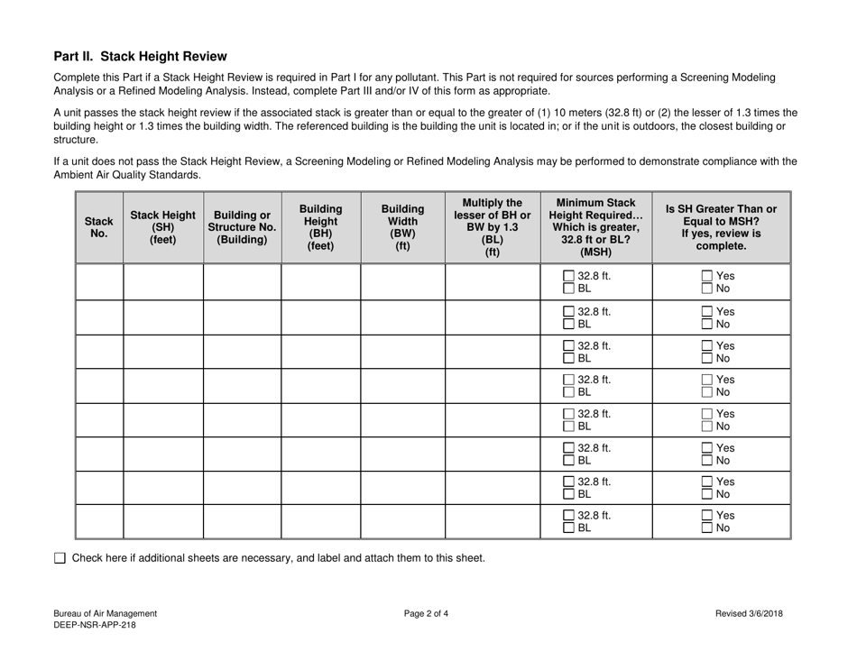 Form DEEP-NSR-APP-218 Attachment L Ambient Impact Analysis Form - Connecticut, Page 2
