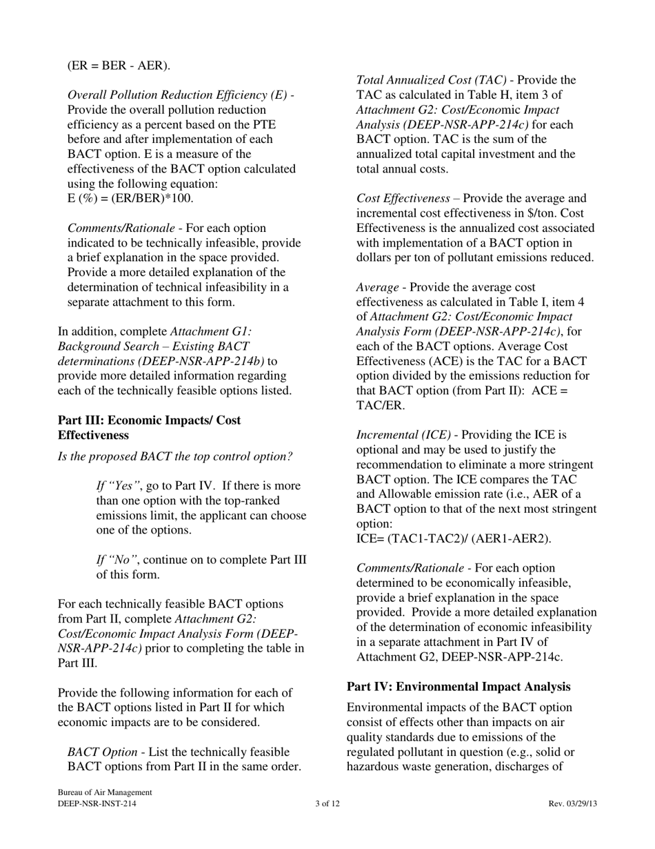 Instructions for Form DEEP-NSR-APP-214A, DEEP-NSR-APP-214B, DEEP-NSR-APP-214C, DEEP-NSR-APP-214D Attachment G, G1, G2, G3 - Connecticut, Page 3