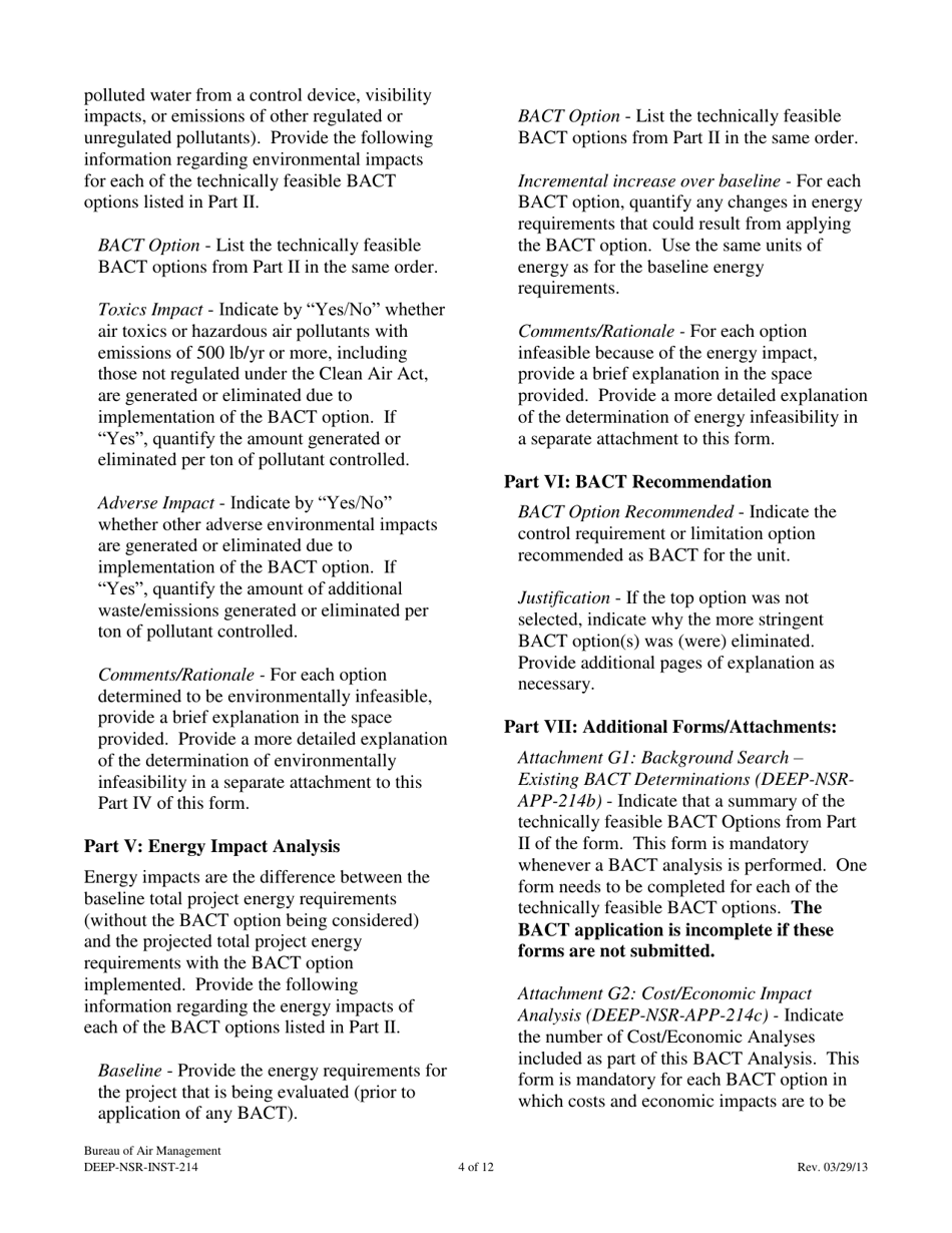Instructions for Form DEEP-NSR-APP-214A, DEEP-NSR-APP-214B, DEEP-NSR-APP-214C, DEEP-NSR-APP-214D Attachment G, G1, G2, G3 - Connecticut, Page 4