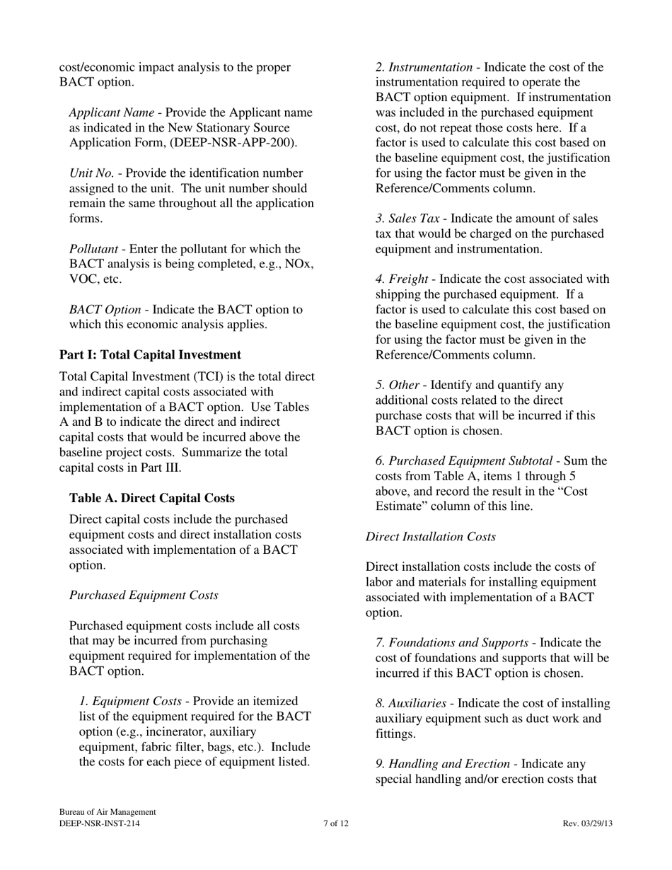 Instructions for Form DEEP-NSR-APP-214A, DEEP-NSR-APP-214B, DEEP-NSR-APP-214C, DEEP-NSR-APP-214D Attachment G, G1, G2, G3 - Connecticut, Page 7