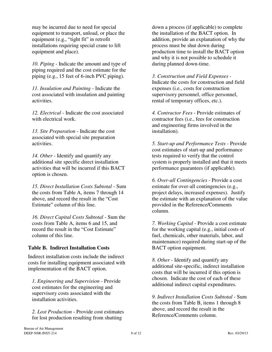 Instructions for Form DEEP-NSR-APP-214A, DEEP-NSR-APP-214B, DEEP-NSR-APP-214C, DEEP-NSR-APP-214D Attachment G, G1, G2, G3 - Connecticut, Page 8