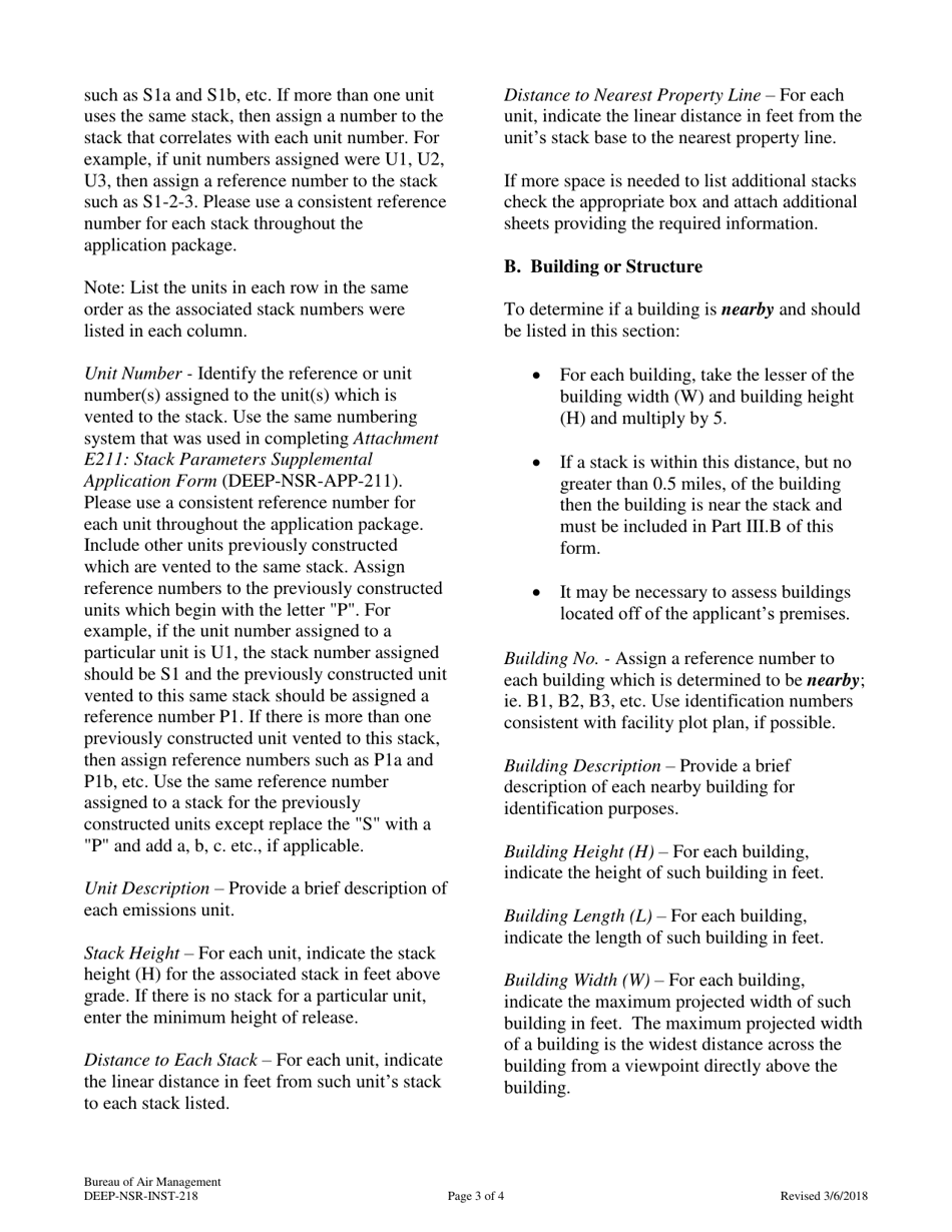 Instructions for Form DEEP-NSR-APP-218 Attachment L Ambient Impact Analysis Form - Connecticut, Page 3