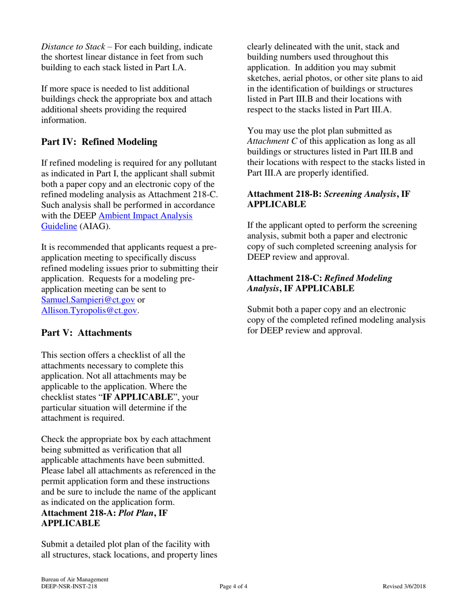 Instructions for Form DEEP-NSR-APP-218 Attachment L Ambient Impact Analysis Form - Connecticut, Page 4
