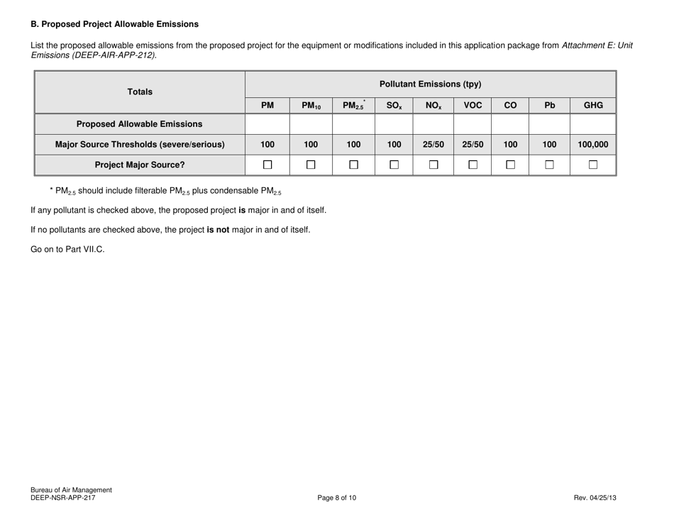 Form DEEP-NSR-APP-217 Attachment F Premises Information Form - Connecticut, Page 8