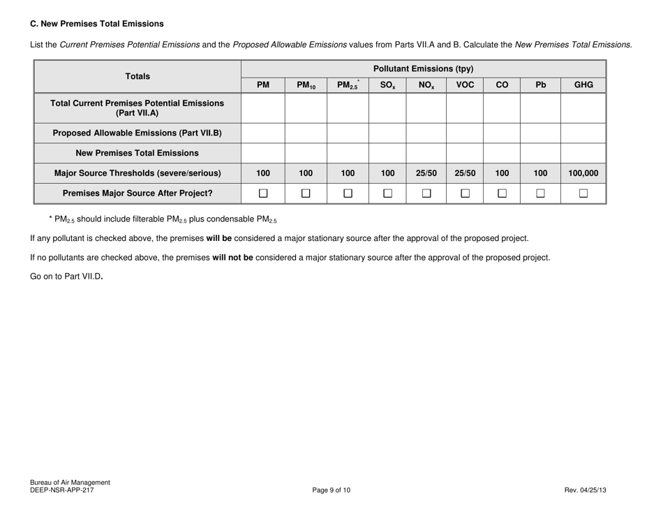 Form DEEP-NSR-APP-217 Attachment F Premises Information Form - Connecticut, Page 9