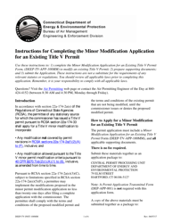 Document preview: Instructions for Form DEEP-TV-APP-100MM Minor Modification Application for an Existing Title V Permit - Connecticut
