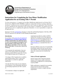 Document preview: Instructions for Form DEEP-TV-APP-100NMM Non-minor Modification Application for an Existing Title V Permit - Connecticut
