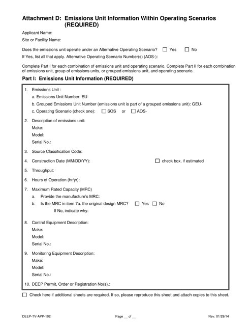 Form DEEP-TV-APP-102 Attachment D  Printable Pdf