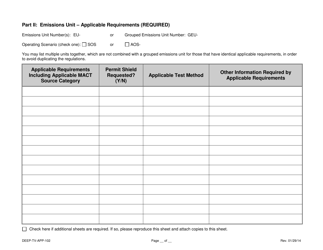 Form DEEP-TV-APP-102 Attachment D Emissions Unit Information Within Operating Scenarios - Connecticut, Page 2
