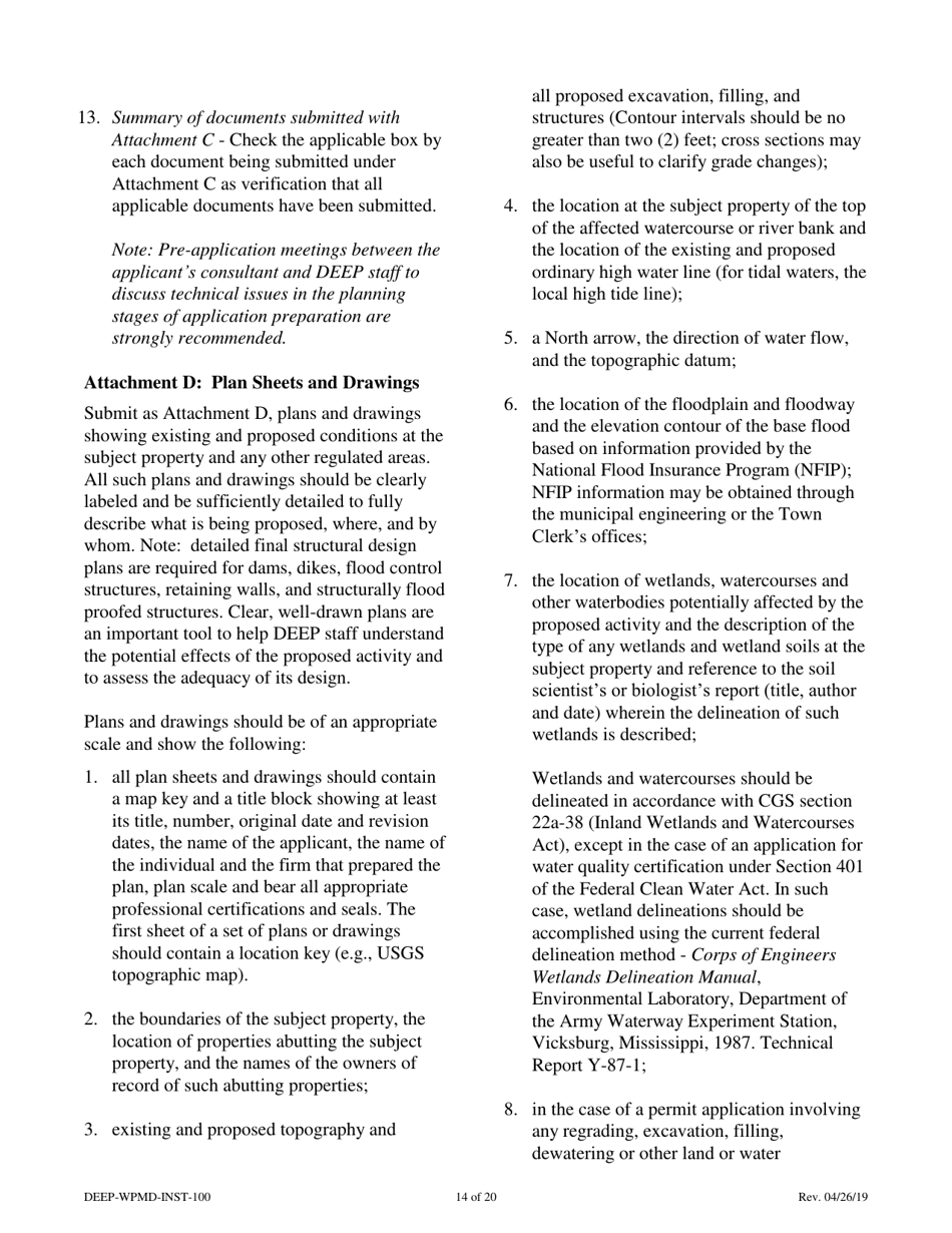 Instructions for Form DEEP-WPMD-REQ-100 Permit Application for Diversion of Water for Consumptive Use - Connecticut, Page 14
