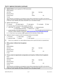 Form DEEP-OPPD-APP-100 Permit Application for a Section 401 Water Quality Certificate - FERC Hydropower Projects - Connecticut, Page 2