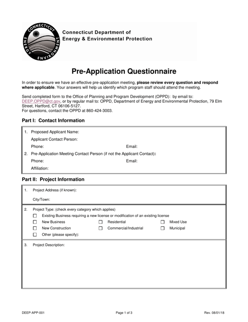 Form DEEP-APP-001  Printable Pdf