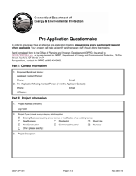 Form DEEP-APP-001 Pre-application Questionnaire - Connecticut