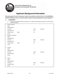 Form DEEP-APP-008 Applicant Background Information - Connecticut