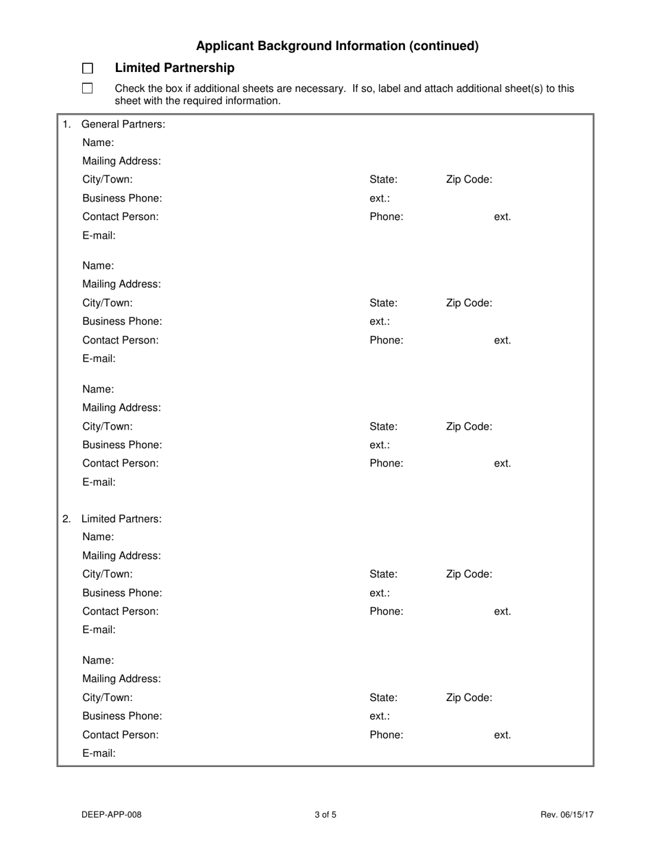 Form DEEP-APP-008 Applicant Background Information - Connecticut, Page 3