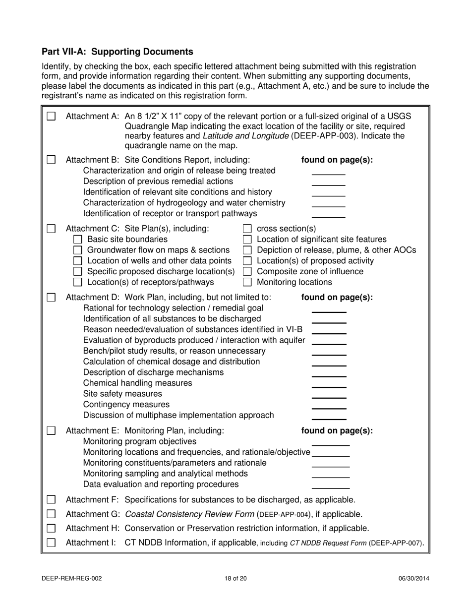 Form DEEP-REM-REG-002 Registration Form General Permit for in Situ Remediation: Chemical Oxidation - Connecticut, Page 18