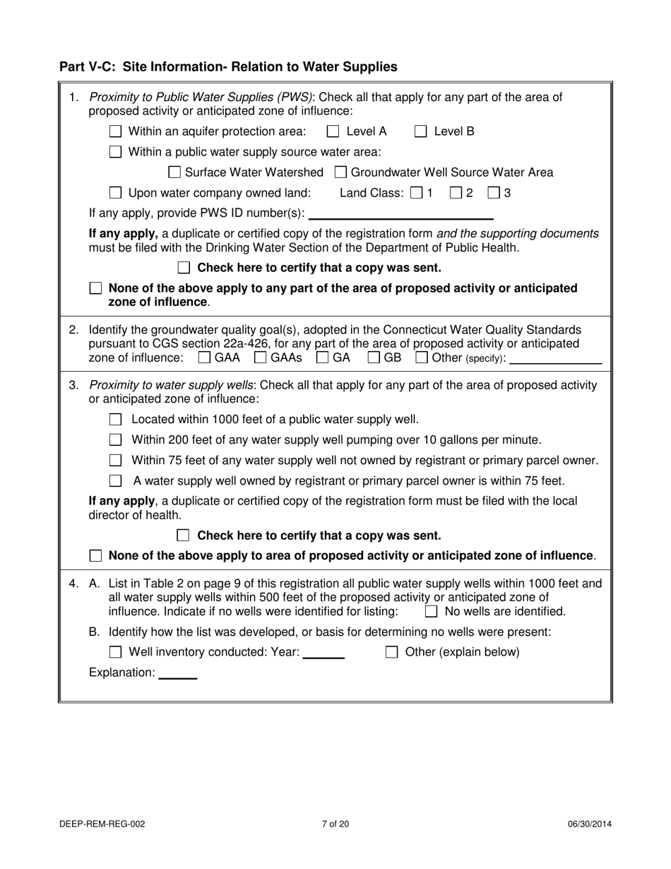 Form DEEP-REM-REG-002 Registration Form General Permit for in Situ Remediation: Chemical Oxidation - Connecticut, Page 7