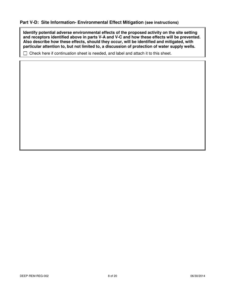 Form DEEP-REM-REG-002 Registration Form General Permit for in Situ Remediation: Chemical Oxidation - Connecticut, Page 8