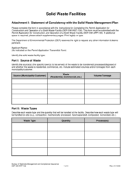 Document preview: Form DEP-SW-APP-102 Attachment I Statement of Consistency With the Solid Waste Management Plan - Connecticut