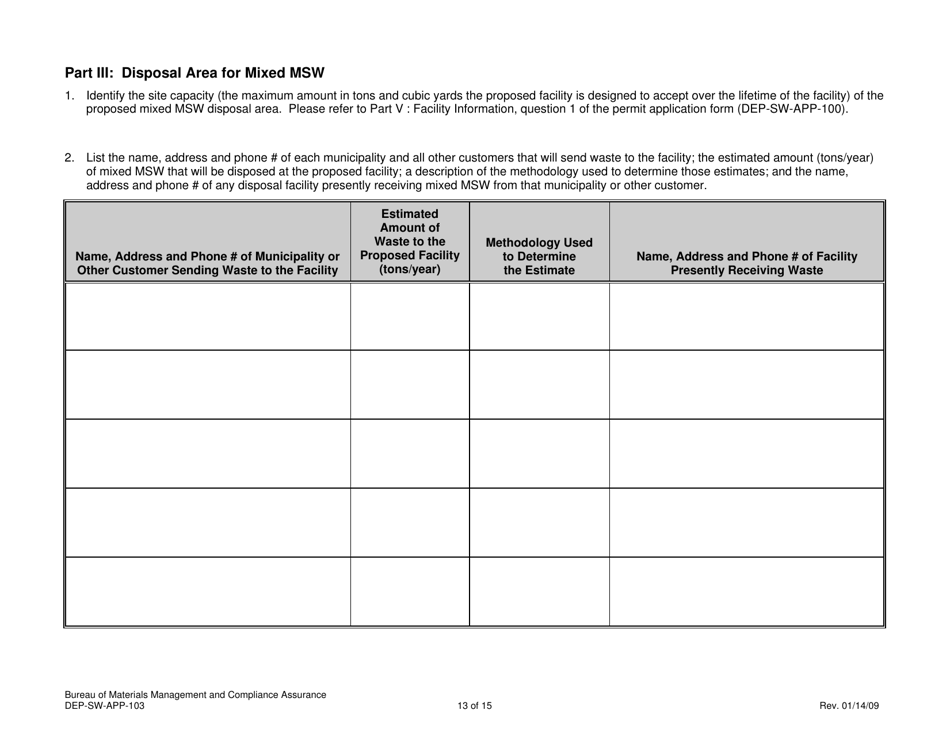 Form DEP-SW-APP-104 Attachment L Determination of Need Information - Connecticut, Page 13