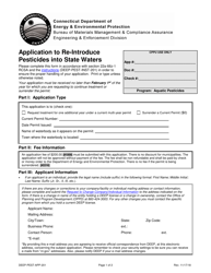 Form DEEP-PEST-APP-201 Application to Re-introduce Pesticides Into State Waters - Connecticut