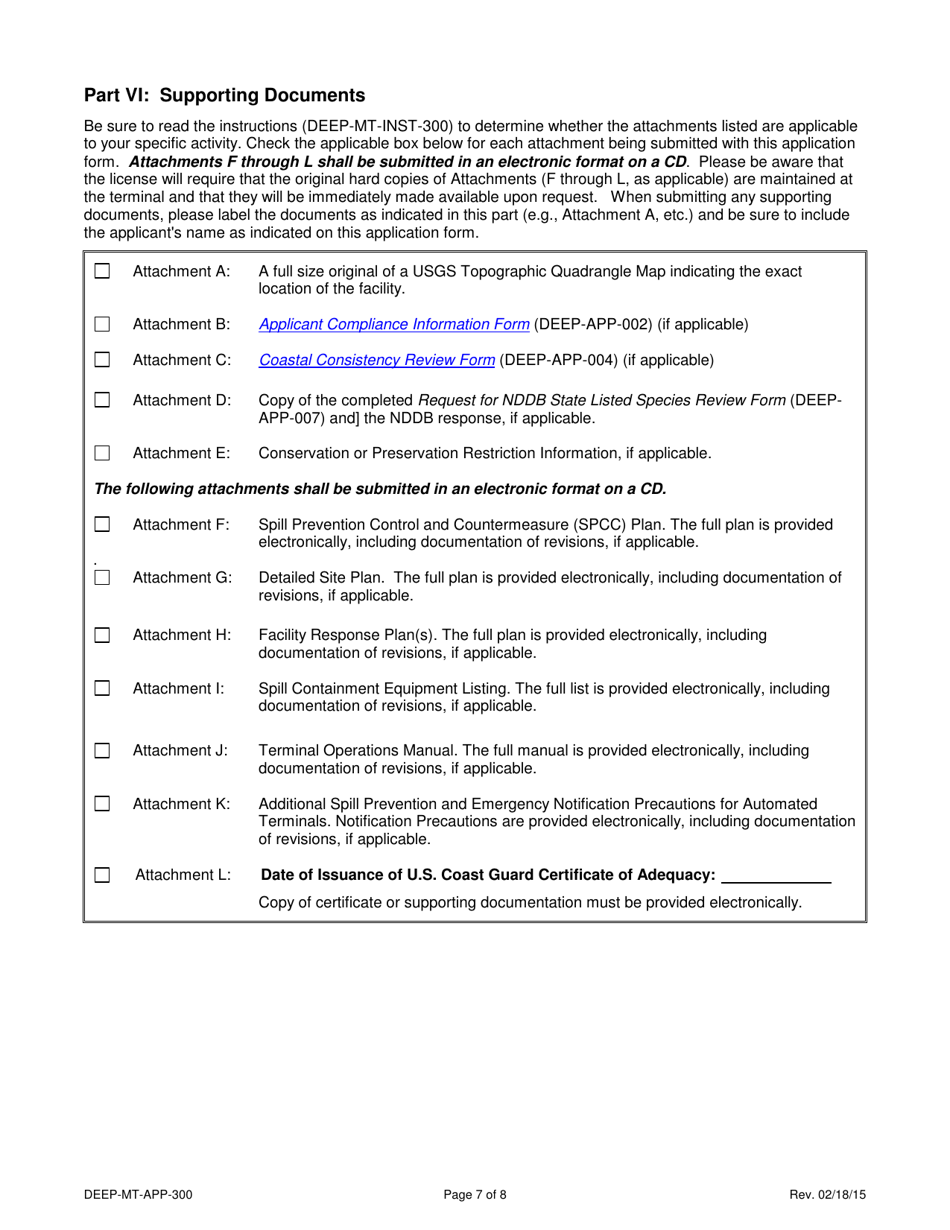 Form DEEP-MT-APP-300 License Application for Marine Terminals - Connecticut, Page 7