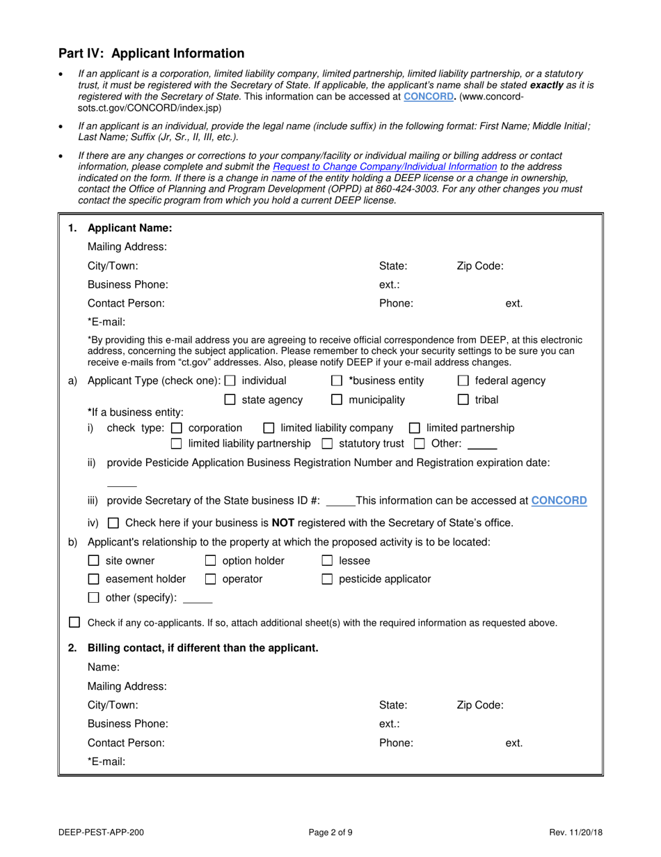 Form DEEPPESTAPP200 Fill Out, Sign Online and Download Printable