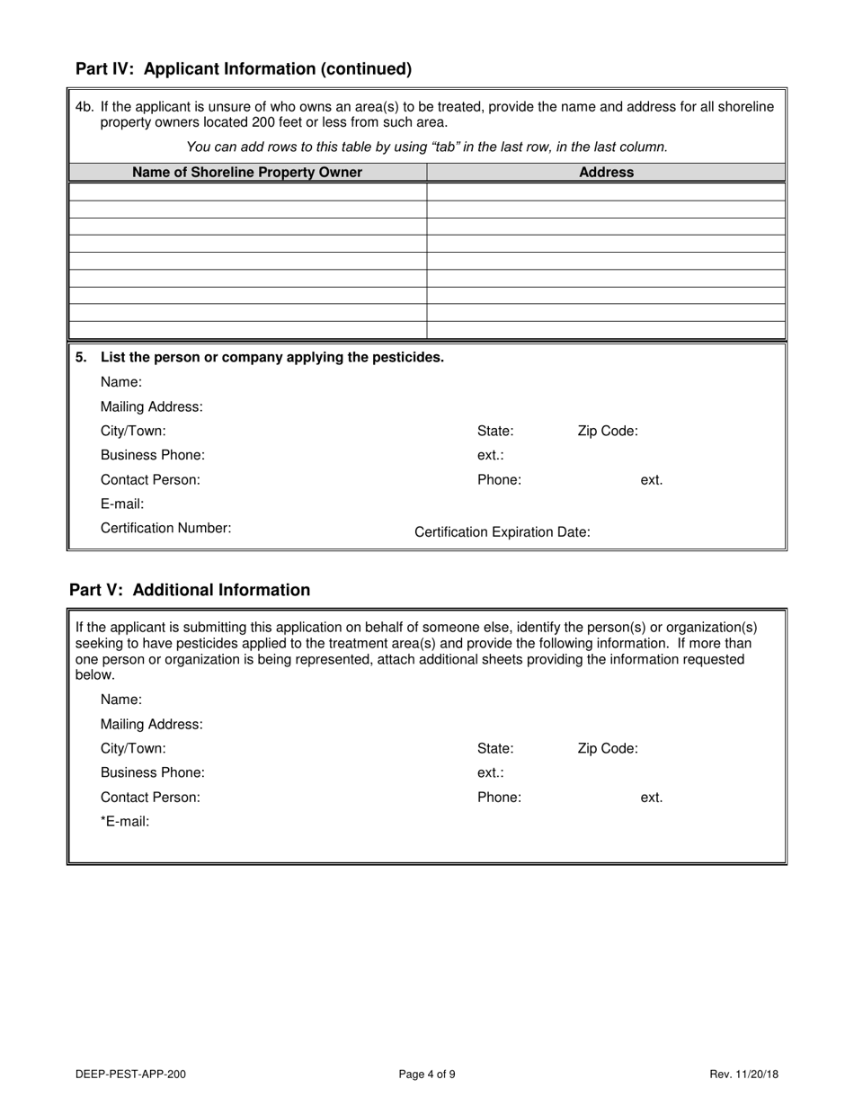 Form DEEPPESTAPP200 Fill Out, Sign Online and Download Printable